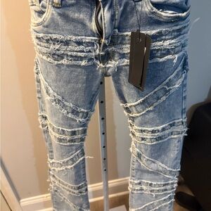 fwrd denim jeans / Stylish Blue Distress / Men sizes vary